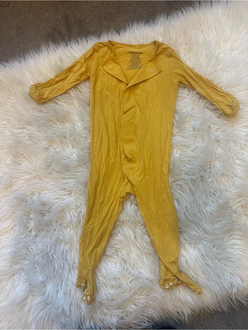9-12 months Magnetic Me Mustard Yellow One-Piece Footed Romper